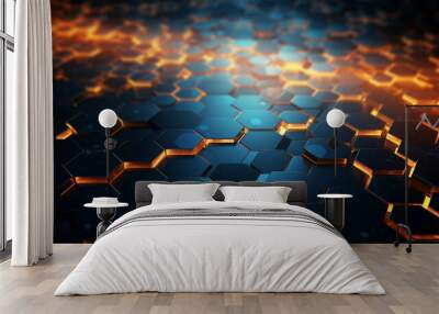 abstract background, modern hexagonal glow Wall mural