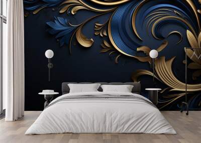 gold and blue ornamental. luxurious background Wall mural