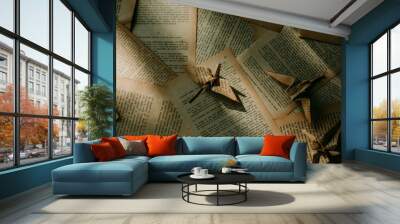 origami with old book paper Wall mural