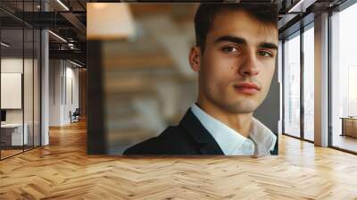 close up photo a handsome boy 20 year old, business man, elegant,  Wall mural