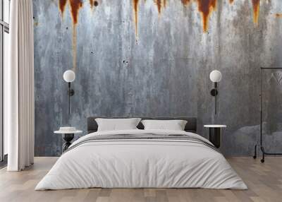 Grey metal surface with rust streaks. Wall mural