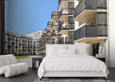 Cityscape of a residential area with modern apartment buildings, new sustainable urban landscape in the city Wall mural