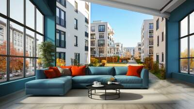 Modern apartment buildings in a green residential area in the city Wall mural