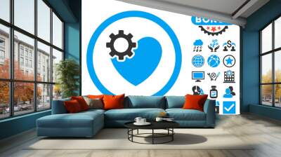 Heart Surgery icon with bonus images. Vector illustration style is flat iconic bicolor symbols, blue and gray colors, white background. Wall mural