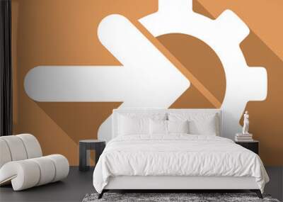 Integration vector icon. Style is a flat white symbol with long shadow on a colored square. Wall mural