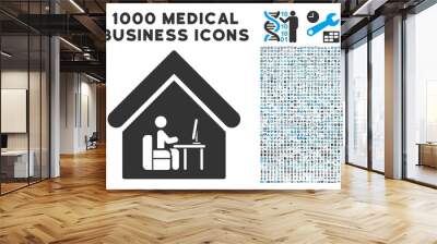 Office Room icon with 1000 medical business gray and blue vector pictograms. Collection style is flat bicolor symbols, white background. Wall mural