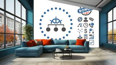 Rule pictograph with bonus icon set. Vector illustration style is flat iconic bicolor symbols, cobalt and gray colors, white background. Wall mural