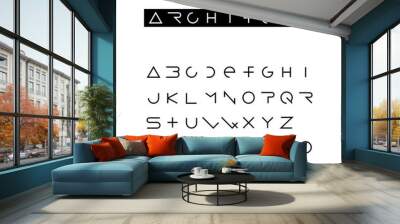 minimal outline font. latin alphabet with letters. fully editable vector design template Wall mural