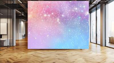 Rainbow pastel glitter background with stars, kawaii rainbow fantasy sky pattern for cute colorful wallpaper fantasy art. Wall mural