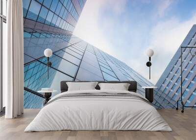 glass facades of modern office buildings and reflection of blue sky Wall mural