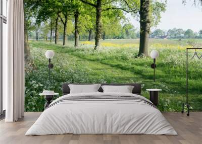 park of castle De Haar near utrecht in holland with spring flowers Wall mural