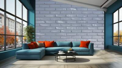 part of white grey brick wall with spots of sunlight Wall mural