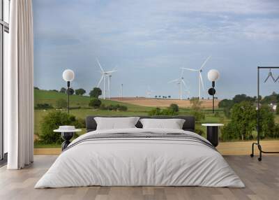 wind turbines in landscape of champagne-ardenne in france Wall mural