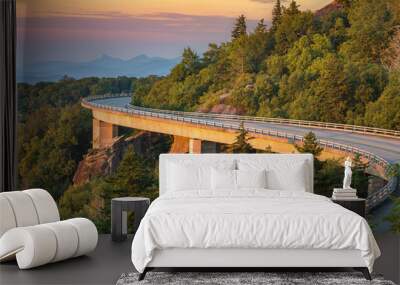 Lynn Cove Viaduct, scenic sunrise, North Carolina Wall mural