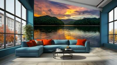 Mountain lake, scenic sunset, kentucky Wall mural