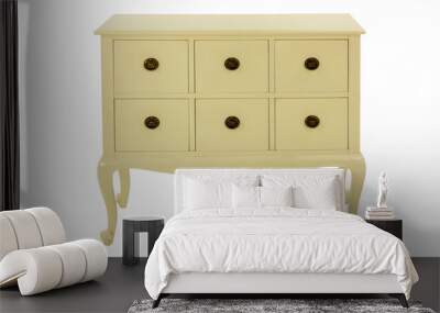 beige chest of drawers with drawers on a white background Wall mural