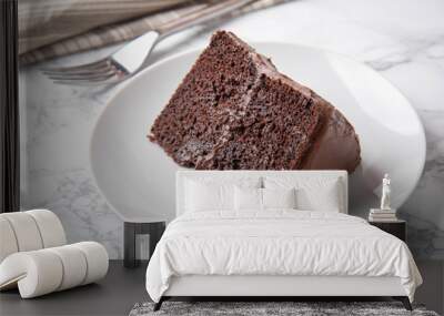 american traditional chocolate cake coated with icing Wall mural