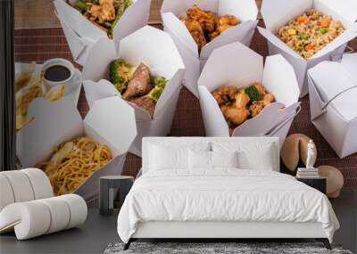 delivery image, american chinese food in boxes Wall mural