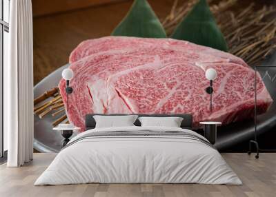 japanese marbled fatty wagyu ribeye beef Wall mural