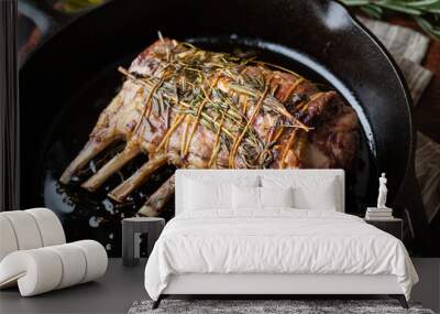 lamb rack roast on skillet pan Wall mural