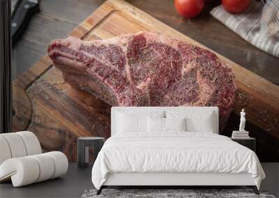 seasoned ribeye roast with bone before cooking Wall mural