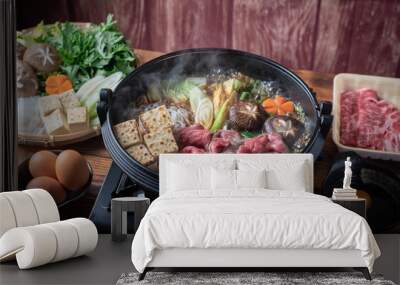 Sukiyaki, japanese famous beef hot pot Wall mural