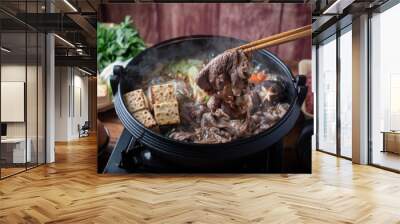 Sukiyaki, japanese famous beef hot pot Wall mural