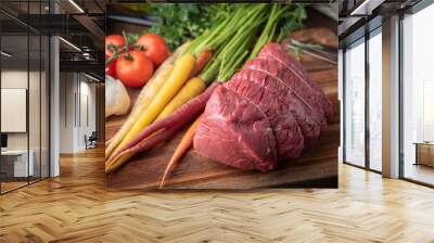 tied top round beef for roast beef with vegetable Wall mural