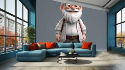 3D old man with white hair and white beard Wall mural