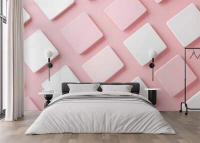 3d render, abstract white geometric background. square blank card with rounded corners Wall mural