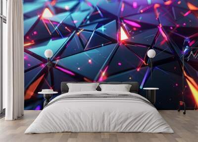 A colorful, abstract image of triangles and squares Wall mural