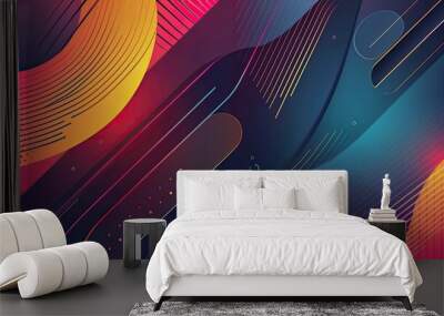 A colorful abstract background with a blue line in the middle Wall mural