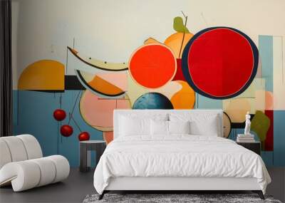 Abstract art print of fruit painted on canvas Wall mural