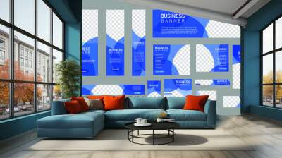  set of creative web banners in standard size with a place for photos. Vertical, horizontal and square template with blue color. vector illustration EPS 10 Wall mural