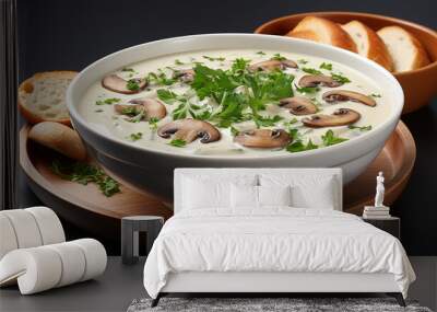 A bowl of creamy mushroom soup UHD wallpaper Stock Photographic Image Wall mural