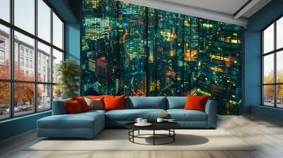 Abstract architecture background of Tokyo, Japan at night ar   Wall mural