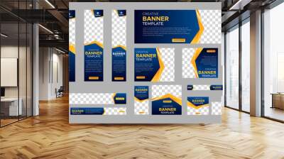 Abstract banner design web template Set, Horizontal header web banner. Modern Gradient blue cover header background for website design, Social Media Cover ads banner, flyer, invitation card
 Wall mural