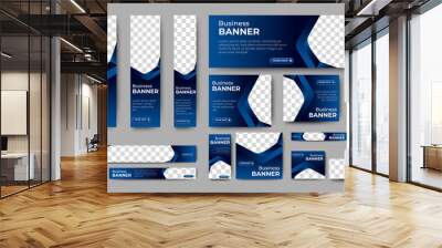 Abstract banner design web template Set, Horizontal header web banner. Modern Gradient Blue cover header background for website design, Social Media Cover ads banner, flyer, invitation card
 Wall mural