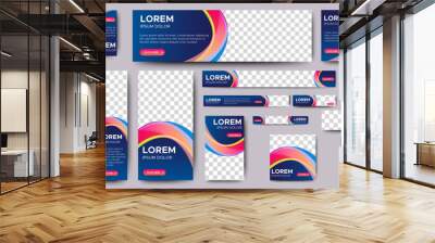 Abstract banner design web template Set, Horizontal header web banner. Modern Gradient Blue cover header background for website design, Social Media Cover ads banner, flyer, invitation card Wall mural