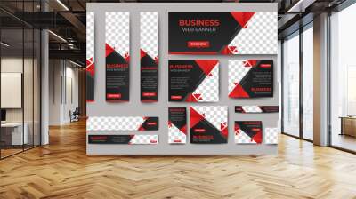 Abstract banner design web template Set, Horizontal header web banner. Modern Gradient Red cover header background for website design, Social Media Cover ads banner, flyer, invitation card Wall mural