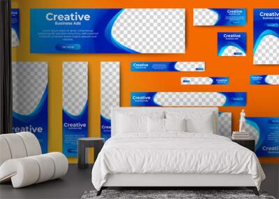 Abstract blue banner design web template Set. Vertical, Horizontal, square, header, footer web banner. vector Wall mural