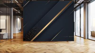 Abstract luxury black and gold lines with glitter doted abstract background. Elegant for wallpaper magazine, brochure, banner, poster, business card template. Wall mural