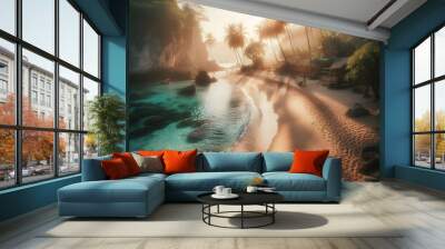 AI generate sunset on the beach Wall mural