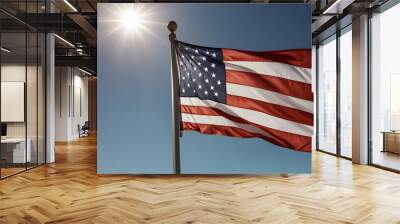 American flag waving in the wind Wall mural