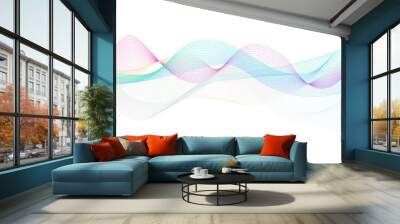 Abstract colorful blue, pink blend wave lines on transparent background. Modern colorful flowing wave lines and glowing moving lines. Futuristic technology and sound wave pattern. Wall mural