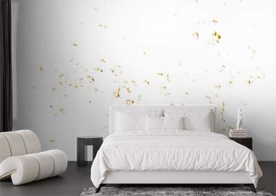 Abstract doted and confetti golden glitter and dust particles splatter background. Dust golden grunge background. Vector illustration. Wall mural