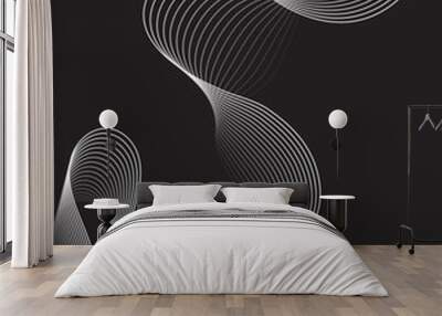 Abstract luxury wavy flowing dynamic smooth curve lines isolated on black background. Digital future technology concept. Design used for web design, cover, technology, science, data, music, magazine. Wall mural