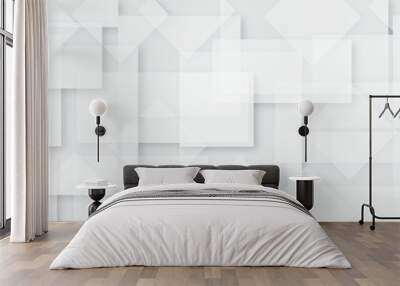 Abstract white and grey geometric overlapping square pattern, design of technology background with shadow. Vector illustration. You can use for add, poster, design artwork, template, banner, wallpaper Wall mural