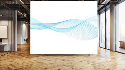 Blue wave lines on white background. Abstract blue wave lines pattern for banner, wallpaper background. Wall mural