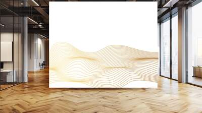 Vector abstract golden wavy, curve and ocean flowing dynamic lines isolated on transparent background. wavy ocean curve lines background. Design for banner, flyer, cover, technology, science, brochure Wall mural